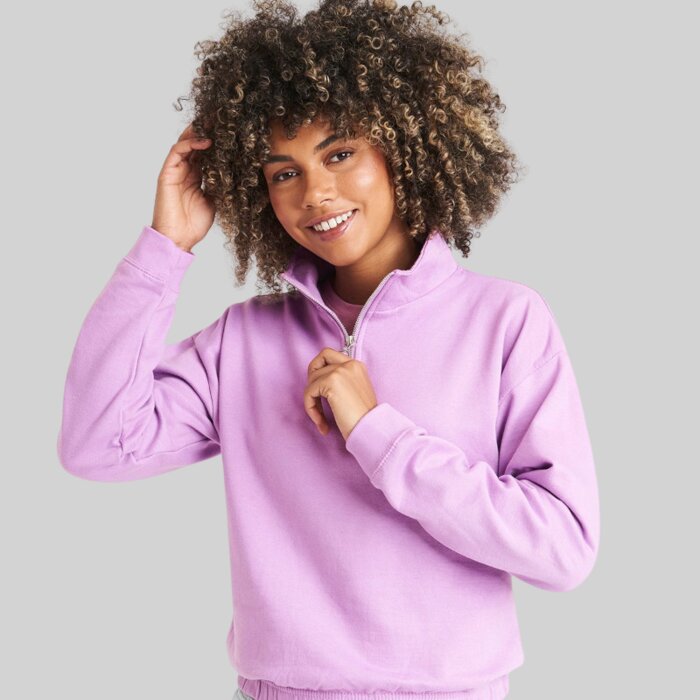 Ladies Cropped 1/4 Zip Sweatshirt Thumbnail