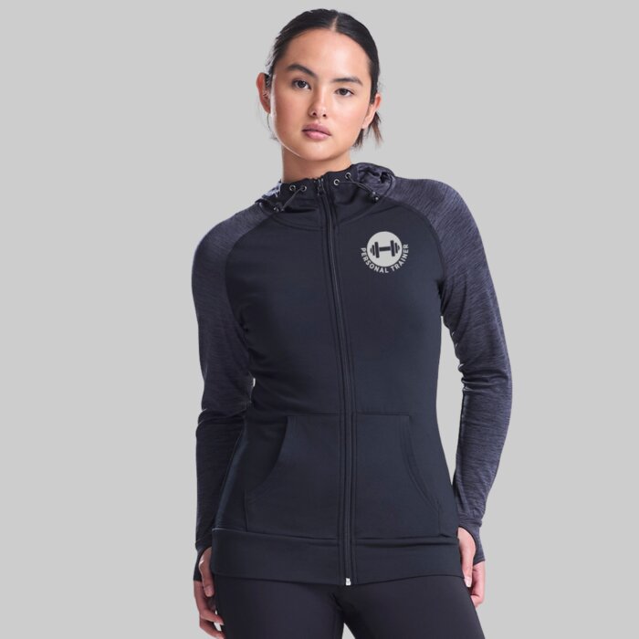 Women’s Slim Fit Technical Gym Hoodie – Zipped with Thumbholes Thumbnail
