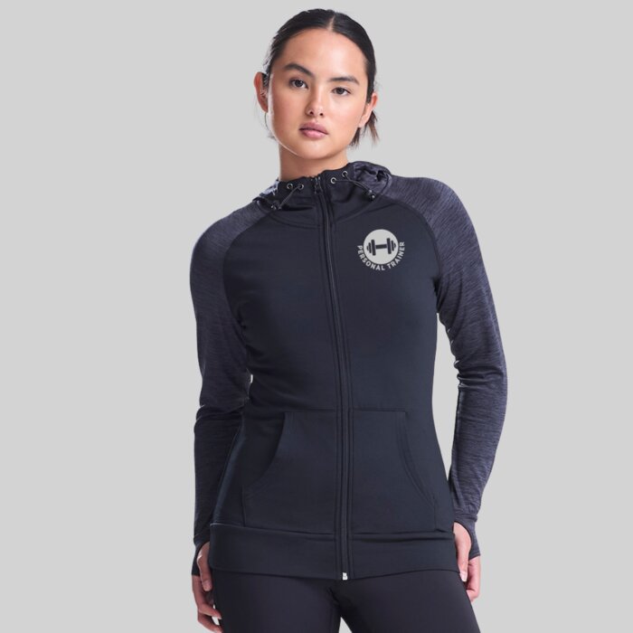 Women’s Slim Fit Technical Gym Hoodie – Zipped with Thumbholes Thumbnail