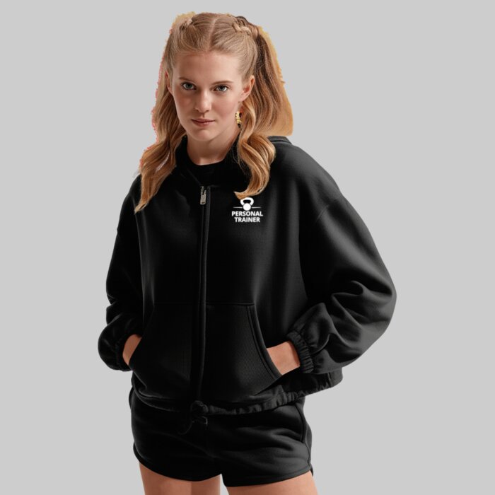 Women’s Oversized Cropped Zipped Gym Hoodie Thumbnail