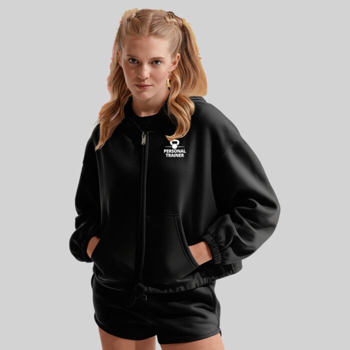 Women’s Oversized Cropped Zipped Gym Hoodie Thumbnail