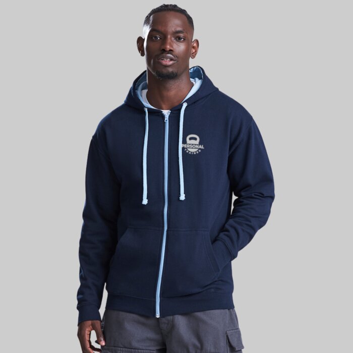 Contrast Zipped Gym Hoodie - Classic Design Thumbnail