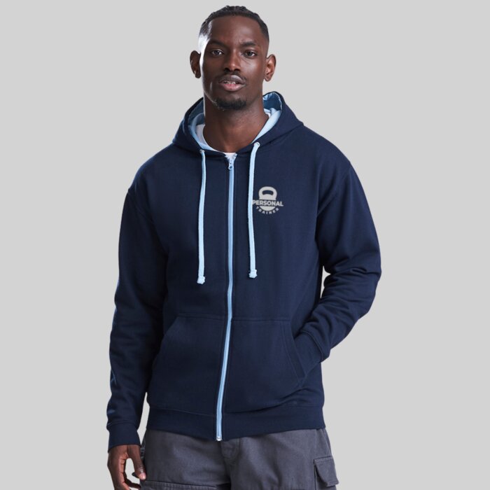 Contrast Zipped Gym Hoodie - Classic Design Thumbnail