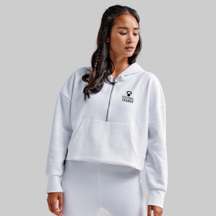 Women's Oversized Cropped 1/2 Zip Gym Hoodie - Soft inner Thumbnail