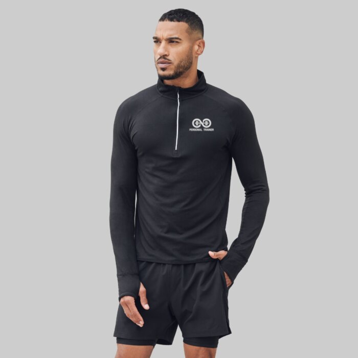 Reflective Zip Neck Technical Top with Thumbholes Thumbnail