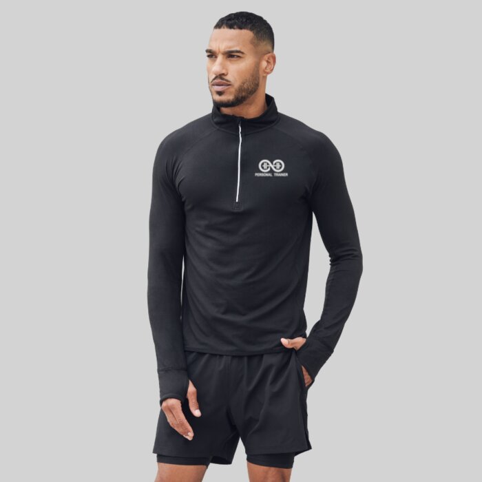 Reflective Zip Neck Technical Top with Thumbholes Thumbnail