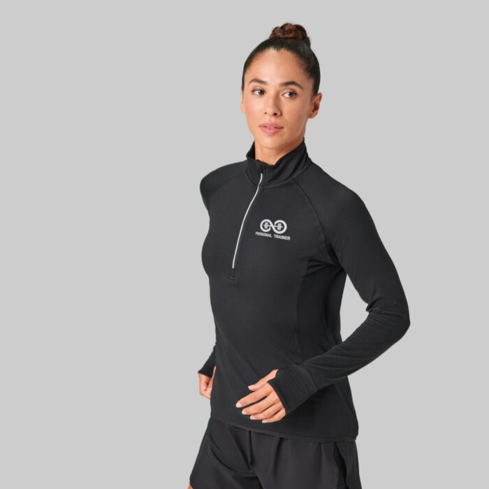 Women's Reflective Zip Neck Technical Top with Thumbholes Thumbnail