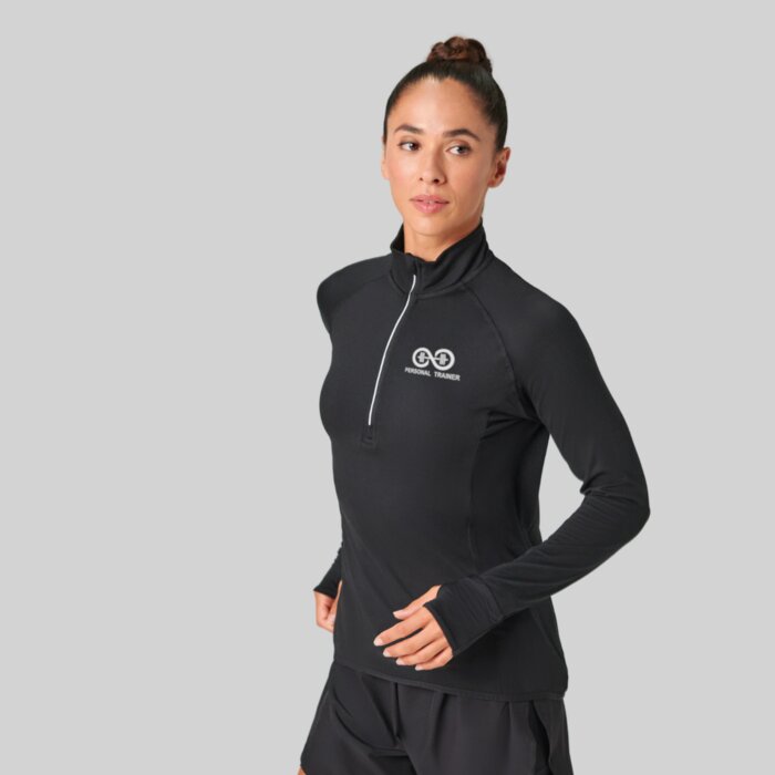Women's Reflective Zip Neck Technical Top with Thumbholes Thumbnail