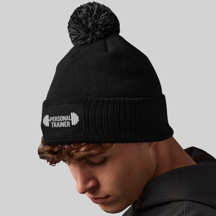 Pom Pom Beanie with Custom Panel Thumbnail