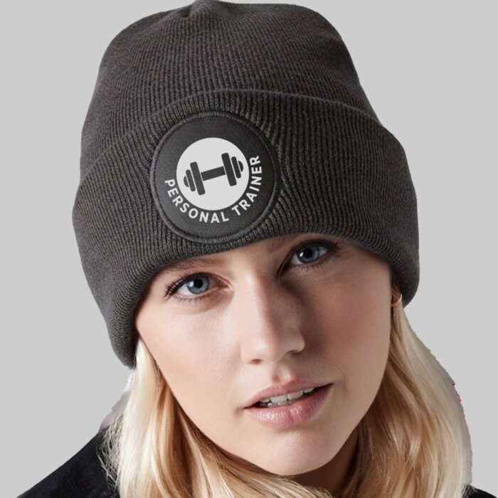 Beanie with Circular Print Panel Thumbnail