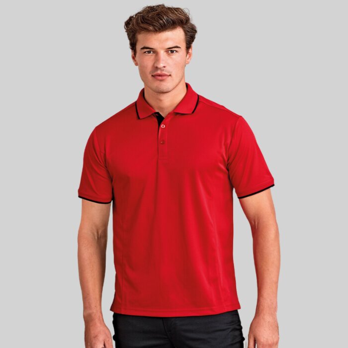 Slim Fit Contrast Neck and Collar Polo Shirt - Performance Fabric Thumbnail