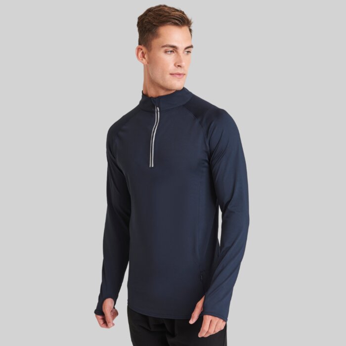 Slim Fit Flexi 1/2 Zip Sweatshirt with Thumbholes Thumbnail