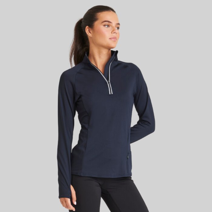 Ladies Slim Fit Flexi 1/2 Zip Sweatshirt with Thumbholes Thumbnail