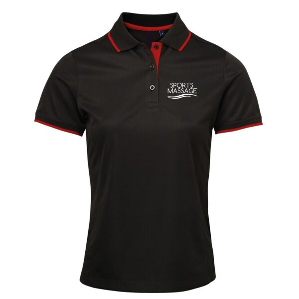 Sports Massage - Ladies Contrast Neck and Collar Fitted Polo Shirt - Performance Fabric Thumbnail