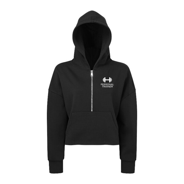 Personal Trainer  - Ladies Oversized Cropped 1/2 Zipped Hoodie Thumbnail