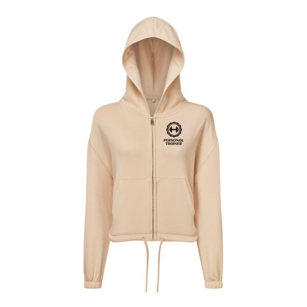 Personal Trainer - Ladies Cropped Oversize Zipped Hoodie Thumbnail