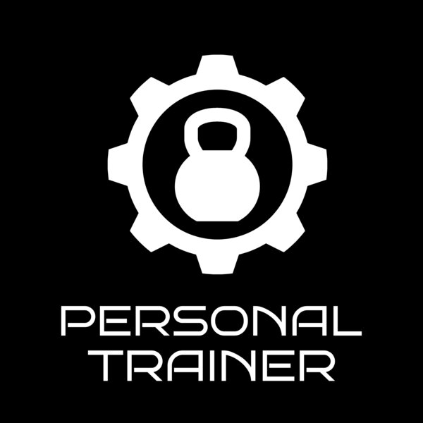 Personal Trainer Logo - Kettlebell in cog with text underneath Thumbnail