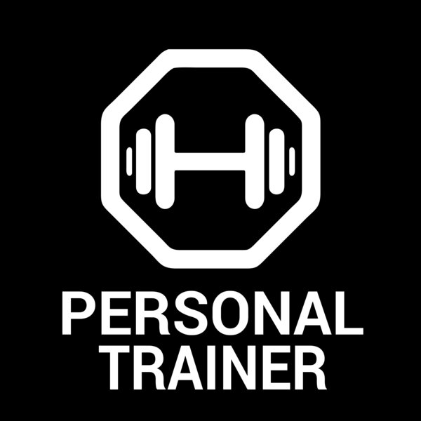 Personal Trainer Logo - Dumbell in Octagon outline Thumbnail