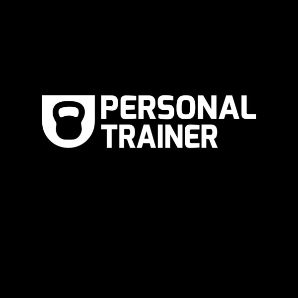 Personal Trainer Logo - Kettlebell inside rounded shape with text to right Thumbnail